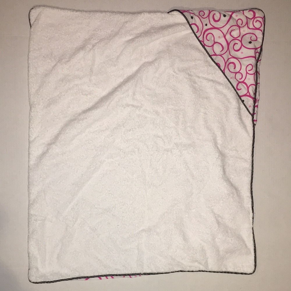 Caden lane Hooded Baby girl Towel with Pink Swirl Design